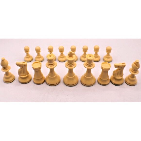 Complete Set Chess Pieces Black Tan Board Games Blue Zippered Case Resin Acrylic - Picture 6 of 11